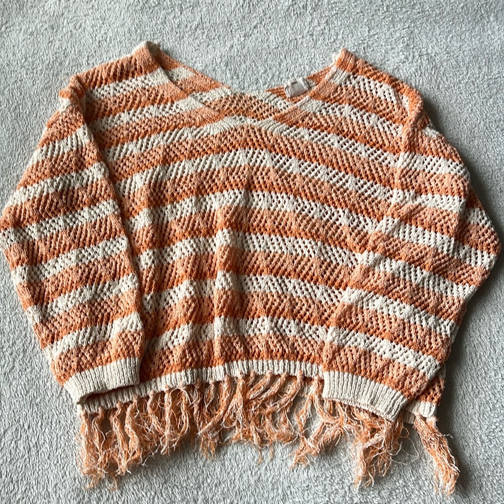 Loose Knit Orange Striped Sweater
